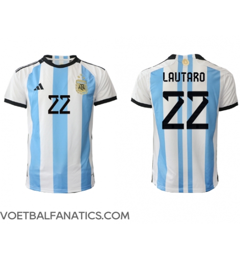 Argentinië Lautaro Martinez #22 Thuis tenue WK 2022 Korte Mouwen
