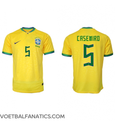 Brazilië Casemiro #5 Thuis tenue WK 2022 Korte Mouwen