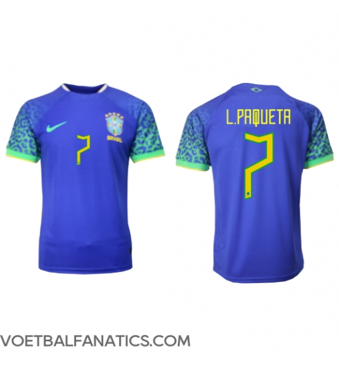 Brazilië Lucas Paqueta #7 Uit tenue WK 2022 Korte Mouwen