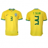 Brazilië Thiago Silva #3 Thuis tenue WK 2022 Korte Mouwen