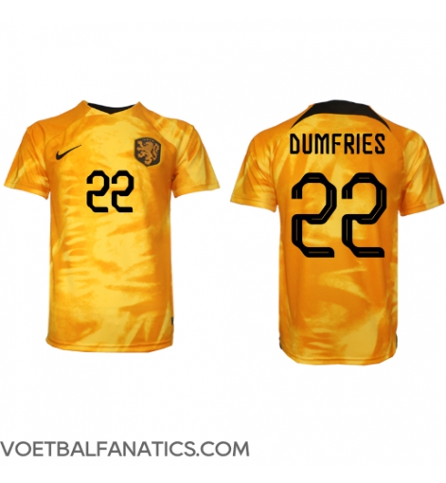 Nederland Denzel Dumfries #22 Thuis tenue WK 2022 Korte Mouwen