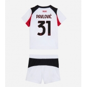 AC Milan Strahinja Pavlovic #31 Uit tenue voor kinderen 2025-26 Korte Mouwen (+ broek)