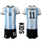 Argentinië Angel Di Maria #11 Thuis tenue voor kinderen WK 2022 Korte Mouwen (+ broek)