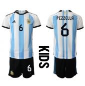 Argentinië German Pezzella #6 Thuis tenue voor kinderen WK 2022 Korte Mouwen (+ broek)