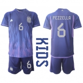 Argentinië German Pezzella #6 Uit tenue voor kinderen WK 2022 Korte Mouwen (+ broek)