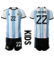Argentinië Lautaro Martinez #22 Thuis tenue voor kinderen WK 2022 Korte Mouwen (+ broek)
