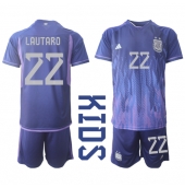 Argentinië Lautaro Martinez #22 Uit tenue voor kinderen WK 2022 Korte Mouwen (+ broek)