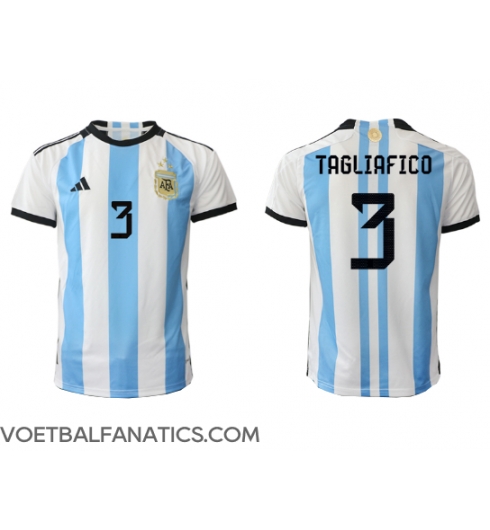 Argentinië Nicolas Tagliafico #3 Thuis tenue WK 2022 Korte Mouwen