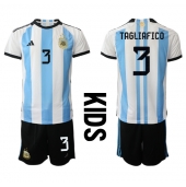 Argentinië Nicolas Tagliafico #3 Thuis tenue voor kinderen WK 2022 Korte Mouwen (+ broek)