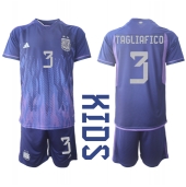 Argentinië Nicolas Tagliafico #3 Uit tenue voor kinderen WK 2022 Korte Mouwen (+ broek)