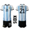Argentinië Paulo Dybala #21 Thuis tenue voor kinderen WK 2022 Korte Mouwen (+ broek)