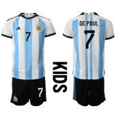 Argentinië Rodrigo de Paul #7 Thuis tenue voor kinderen WK 2022 Korte Mouwen (+ broek)