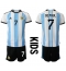 Argentinië Rodrigo de Paul #7 Thuis tenue voor kinderen WK 2022 Korte Mouwen (+ broek)
