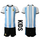 Argentinië Thuis tenue voor kinderen WK 2022 Korte Mouwen (+ broek)