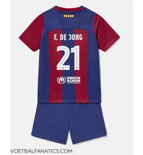 Barcelona Frenkie de Jong #21 Thuis tenue voor kinderen 2023-24 Korte Mouwen (+ broek)