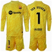 Barcelona Ter Stegen #1 Keeper Thuis tenue voor kinderen 2024-25 Lange Mouwen (+ broek)
