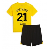Borussia Dortmund Donyell Malen #21 Thuis tenue voor kinderen 2023-24 Korte Mouwen (+ broek)