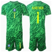 Brazilië Alisson Becker #1 Keeper Thuis tenue voor kinderen Copa America 2024 Korte Mouwen (+ broek)