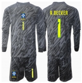 Brazilië Alisson Becker #1 Keeper Uit tenue voor kinderen Copa America 2024 Lange Mouwen (+ broek)