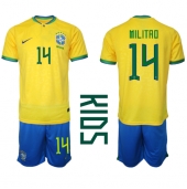 Brazilië Eder Militao #14 Thuis tenue voor kinderen WK 2022 Korte Mouwen (+ broek)