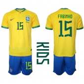 Brazilië Fabinho #15 Thuis tenue voor kinderen WK 2022 Korte Mouwen (+ broek)