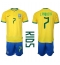 Brazilië Lucas Paqueta #7 Thuis tenue voor kinderen WK 2022 Korte Mouwen (+ broek)