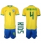 Brazilië Marquinhos #4 Thuis tenue voor kinderen WK 2022 Korte Mouwen (+ broek)