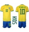 Brazilië Neymar Jr #10 Thuis tenue voor kinderen WK 2022 Korte Mouwen (+ broek)