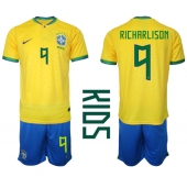 Brazilië Richarlison #9 Thuis tenue voor kinderen WK 2022 Korte Mouwen (+ broek)