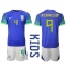 Brazilië Richarlison #9 Uit tenue voor kinderen WK 2022 Korte Mouwen (+ broek)