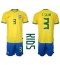 Brazilië Thiago Silva #3 Thuis tenue voor kinderen WK 2022 Korte Mouwen (+ broek)
