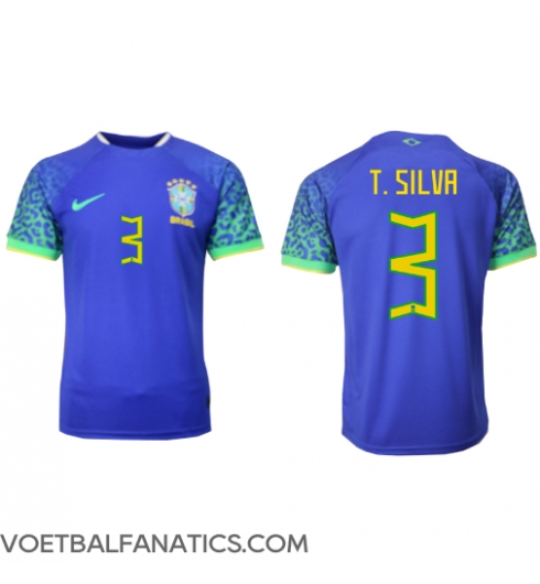 Brazilië Thiago Silva #3 Uit tenue WK 2022 Korte Mouwen