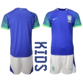 Brazilië Uit tenue voor kinderen WK 2022 Korte Mouwen (+ broek)