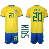 Brazilië Vinicius Junior #20 Thuis tenue voor kinderen WK 2022 Korte Mouwen (+ broek)
