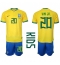 Brazilië Vinicius Junior #20 Thuis tenue voor kinderen WK 2022 Korte Mouwen (+ broek)