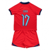 Engeland Bukayo Saka #17 Uit tenue voor kinderen WK 2022 Korte Mouwen (+ broek)
