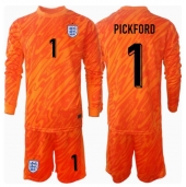 Engeland Jordan Pickford #1 Keeper Thuis tenue voor kinderen EK 2024 Lange Mouwen (+ broek)