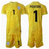 Engeland Jordan Pickford #1 Keeper Uit tenue voor kinderen EK 2024 Korte Mouwen (+ broek)