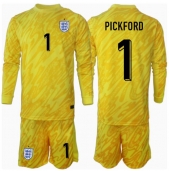 Engeland Jordan Pickford #1 Keeper Uit tenue voor kinderen EK 2024 Lange Mouwen (+ broek)