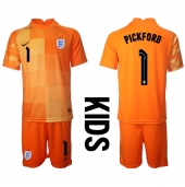 Engeland Jordan Pickford #1 Keeper Uit tenue voor kinderen WK 2022 Korte Mouwen (+ broek)