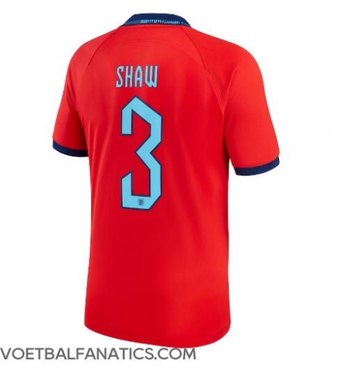Engeland Luke Shaw #3 Uit tenue WK 2022 Korte Mouwen