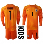 Frankrijk Hugo Lloris #1 Keeper Thuis tenue voor kinderen WK 2022 Lange Mouwen (+ broek)