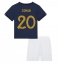 Frankrijk Kingsley Coman #20 Thuis tenue voor kinderen WK 2022 Korte Mouwen (+ broek)
