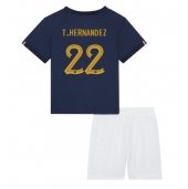 Frankrijk Theo Hernandez #22 Thuis tenue voor kinderen WK 2022 Korte Mouwen (+ broek)