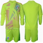 Italië Keeper Thuis tenue voor kinderen EK 2024 Lange Mouwen (+ broek)