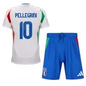 Italië Lorenzo Pellegrini #10 Uit tenue voor kinderen EK 2024 Korte Mouwen (+ broek)