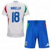Italië Nicolo Barella #18 Uit tenue voor kinderen EK 2024 Korte Mouwen (+ broek)