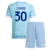Juventus Jonathan David #30 Uit tenue voor kinderen 2025-26 Korte Mouwen (+ broek)