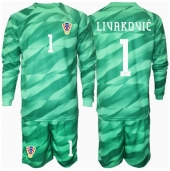 Kroatië Dominik Livakovic #1 Keeper Uit tenue voor kinderen EK 2024 Lange Mouwen (+ broek)