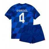 Kroatië Josko Gvardiol #4 Uit tenue voor kinderen EK 2024 Korte Mouwen (+ broek)